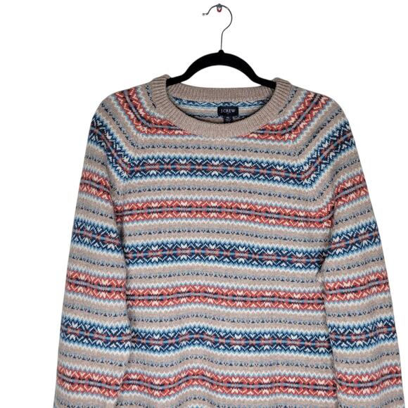 J.Crew Wool Blend Sweater Womens XL Multicolor Fair Isle Crewneck Warm Layer - Picture 3 of 8